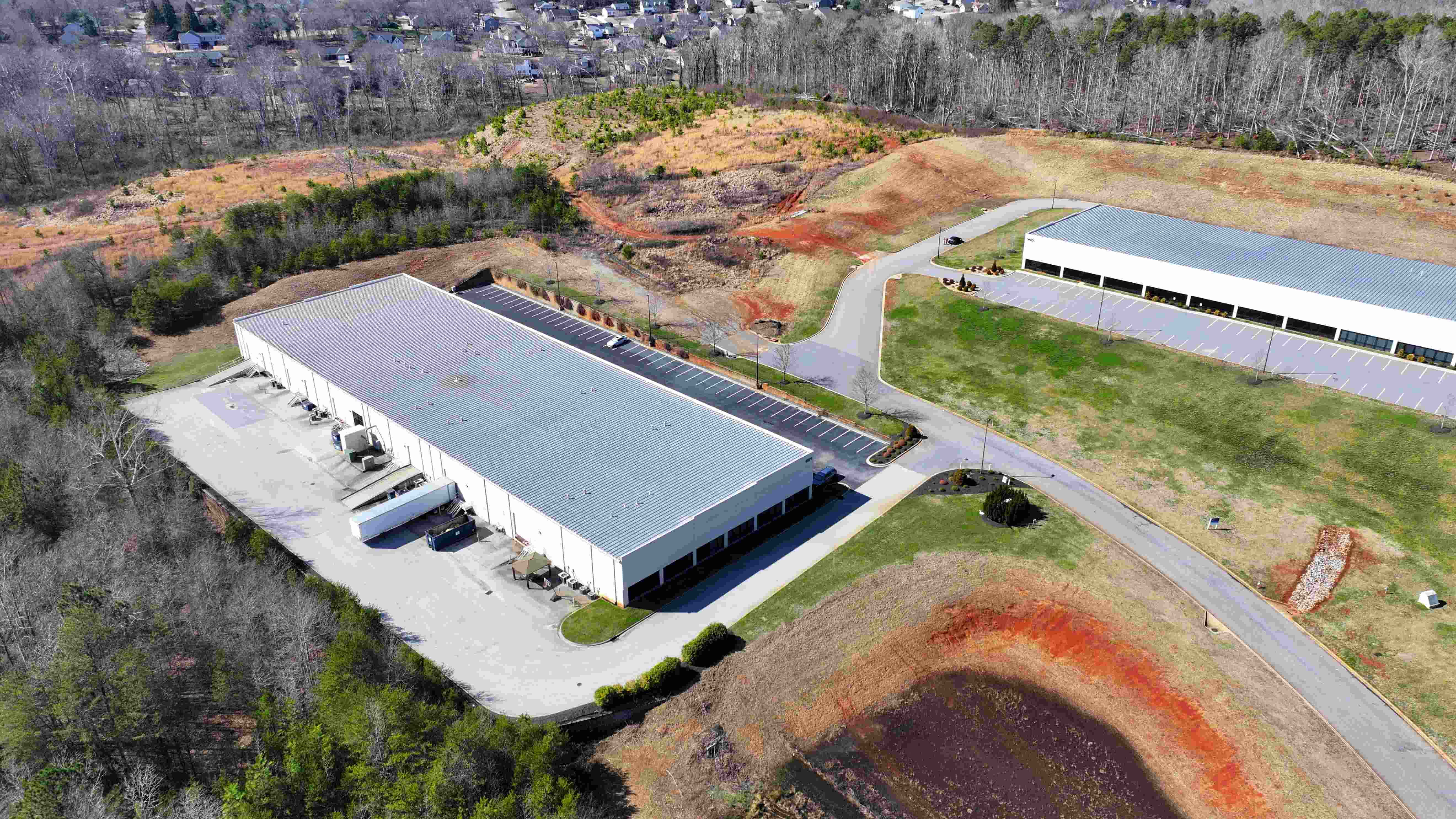 Wood Construction equipment on a commercial development site